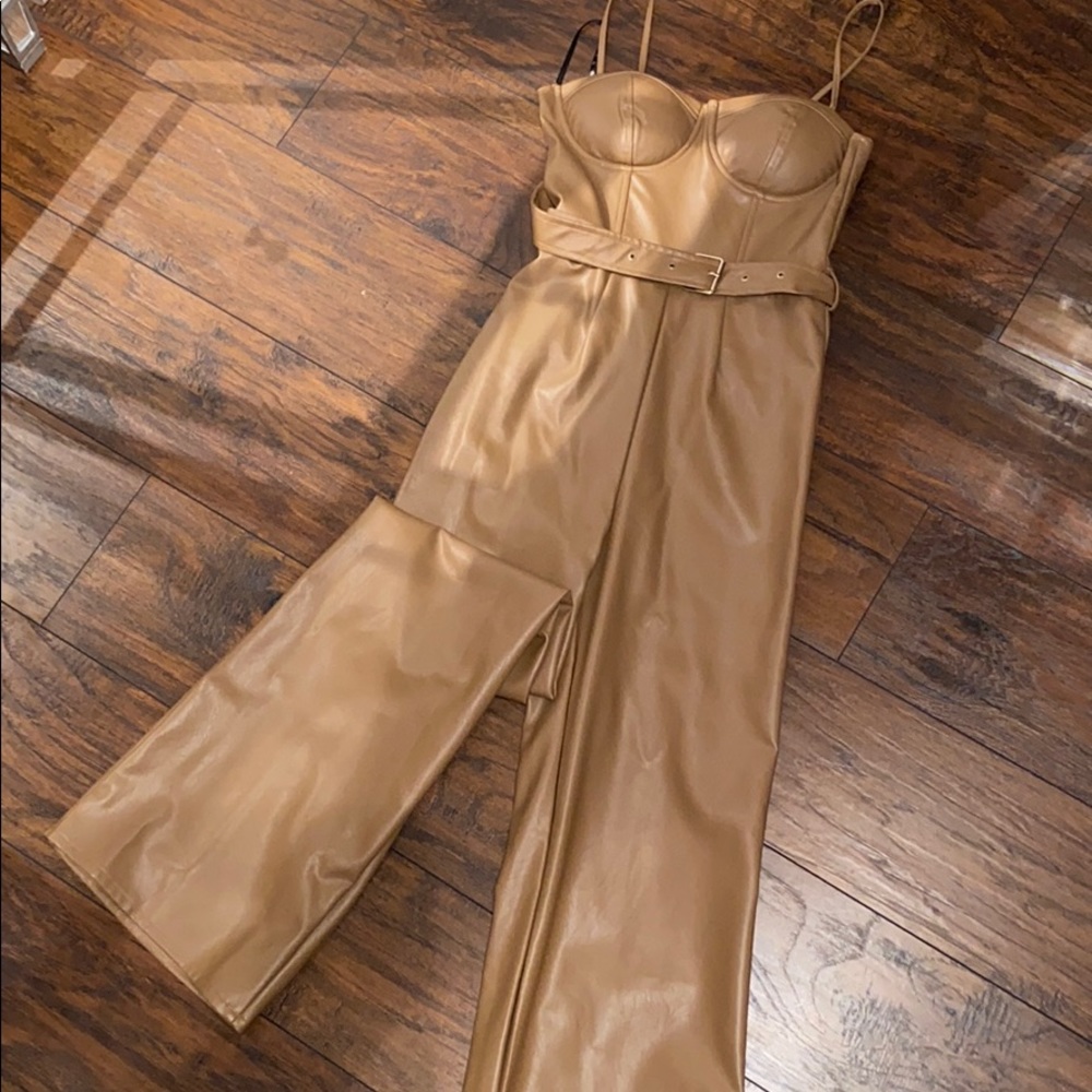 Misguided leather jumpsuit